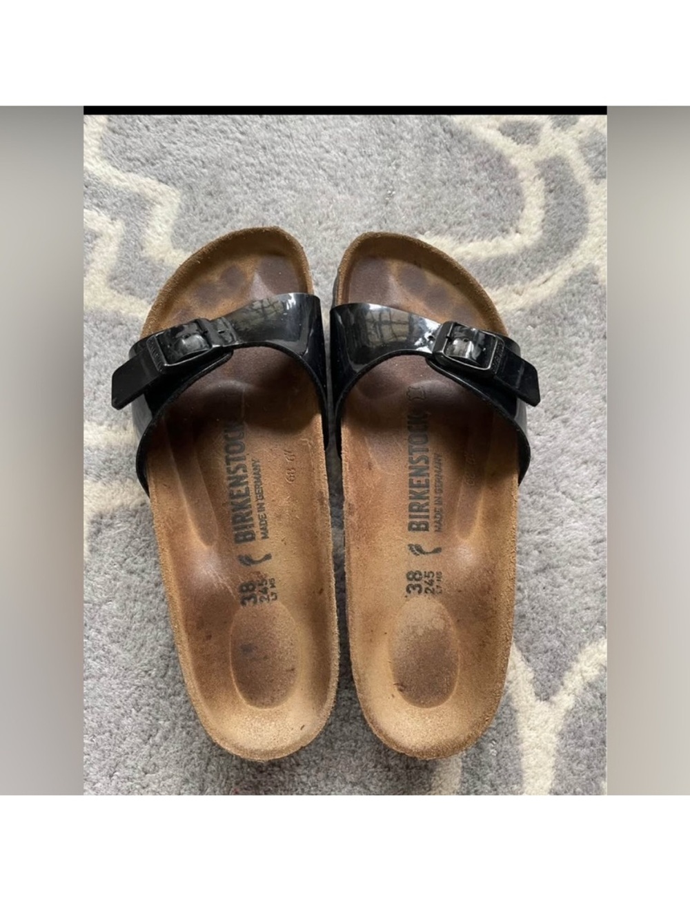 Birkenstock Black Patent Madrid Single-Strap Women's Sandals Size 38